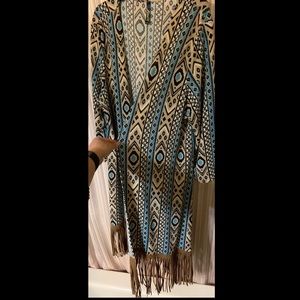 Ladies Aztec Fringe Duster XL